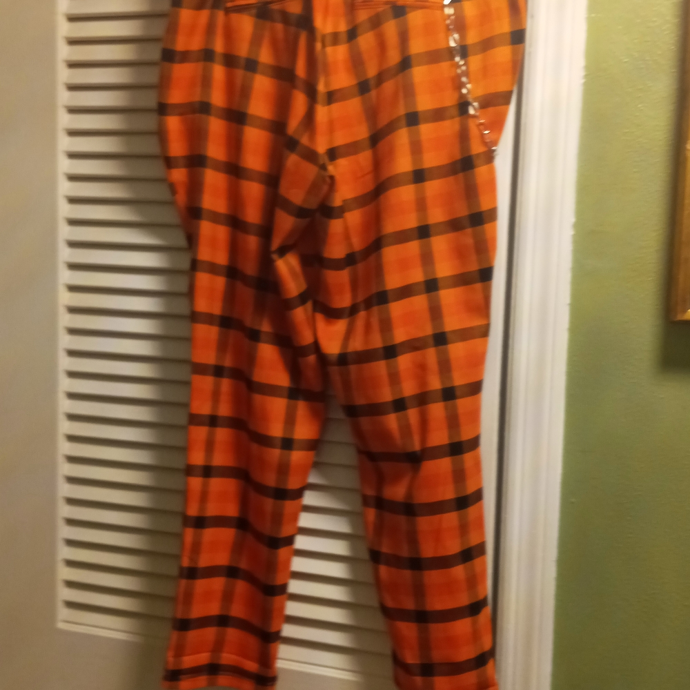 Hot Topic Vibrant Orange Plaid Trousers